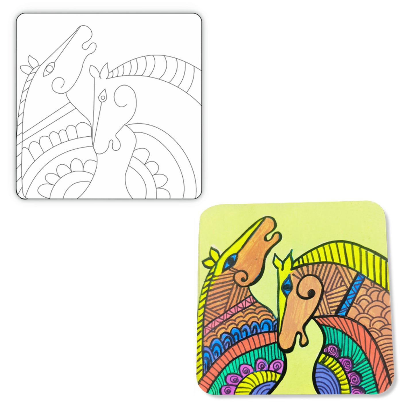 Paint Your Own - Madhubani Coasters