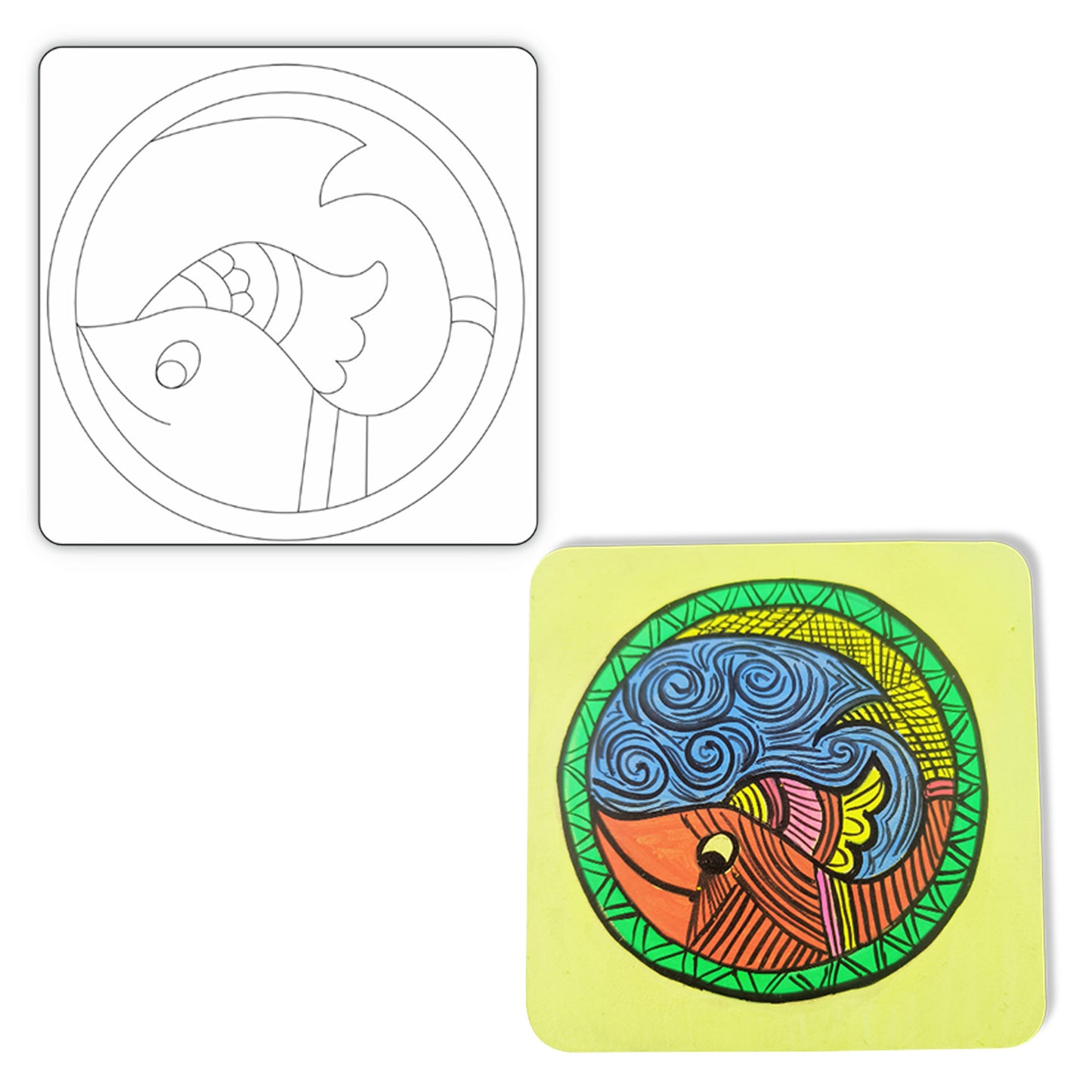 Paint Your Own - Madhubani Coasters