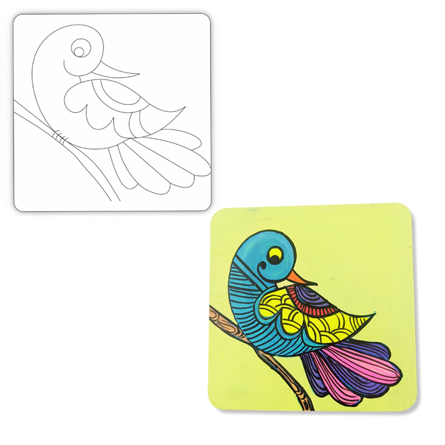Paint Your Own - Madhubani Coasters