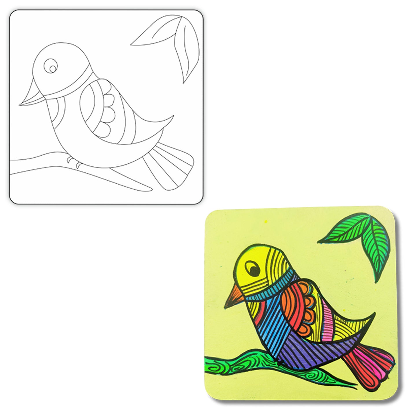 Paint Your Own - Madhubani Coasters