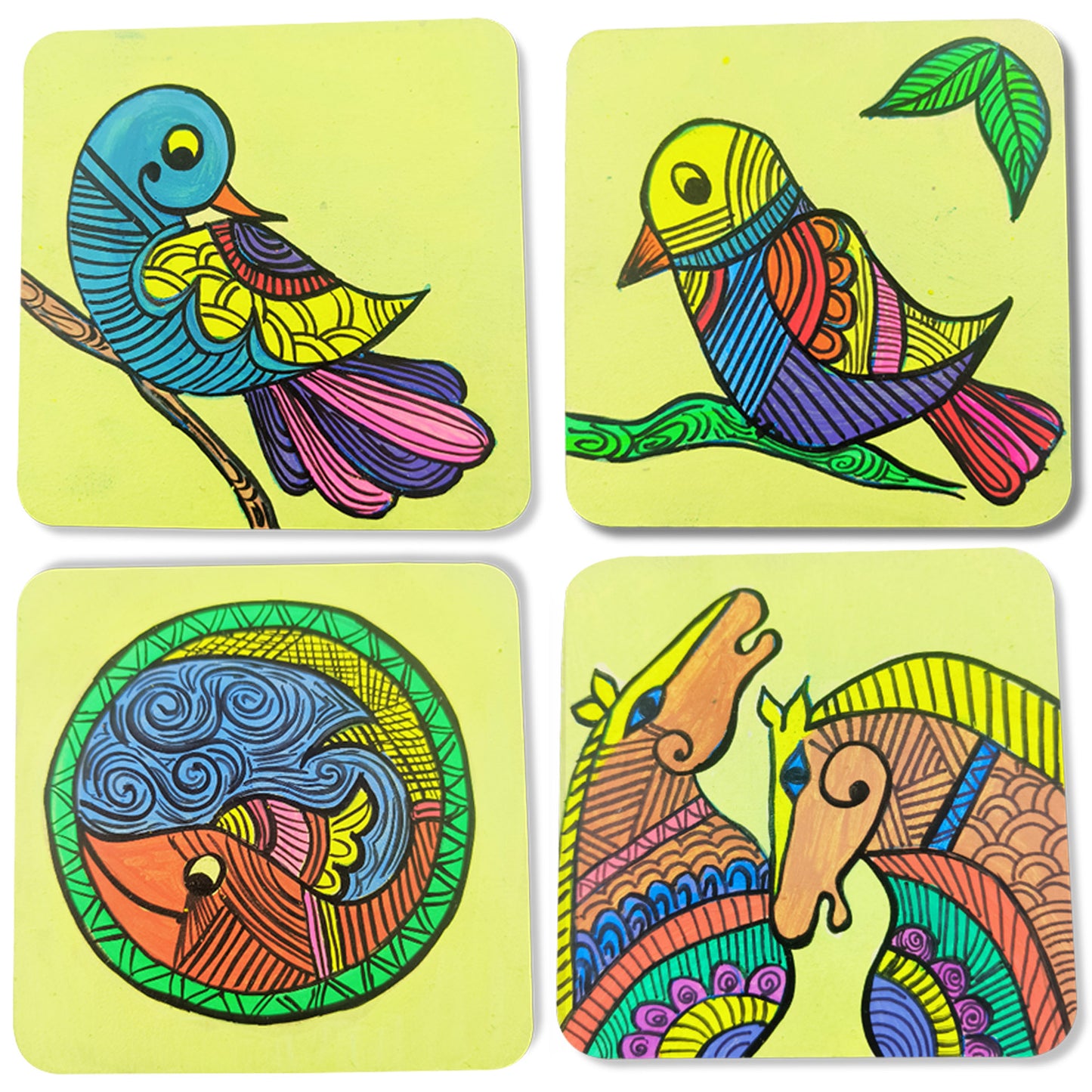 Paint Your Own - Madhubani Coasters